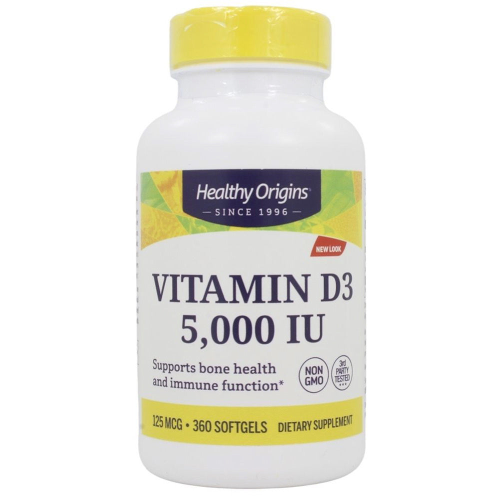 Healthy Origins, Vitamin D3 5,000 IU, 360 Softgels UPC 603573153373 | HiLife Vitamins